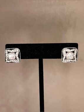 Givenchy Silver Tone Rhinestone Earrings